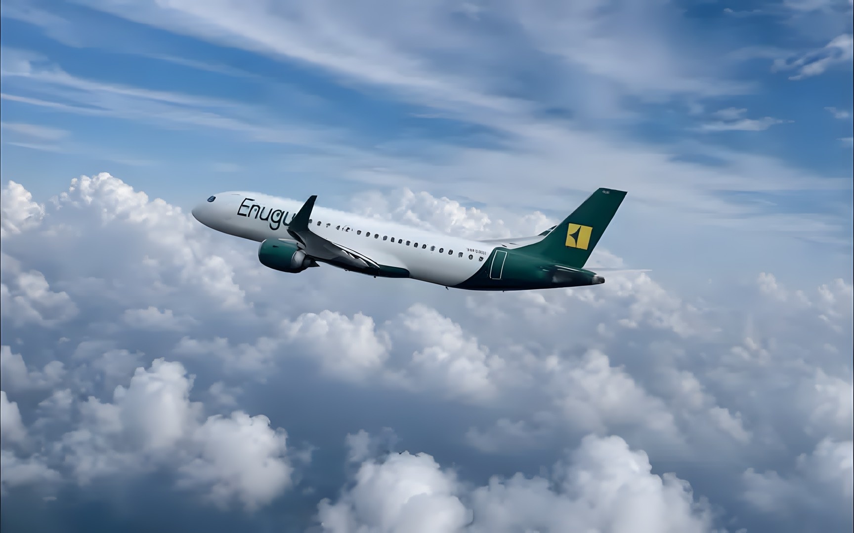 An Enugu Air jet above the clouds